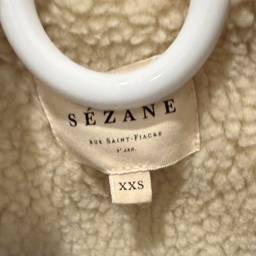 Sézane Will Vintage Blue Corduroy Jacket with Sherpa Collar - Picture 2 of 2